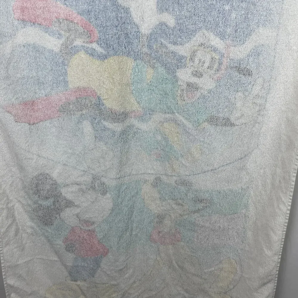 Disney Mickey Beach Towel Franco Vintage Pluto Fish Donald Duck Cotton 90s